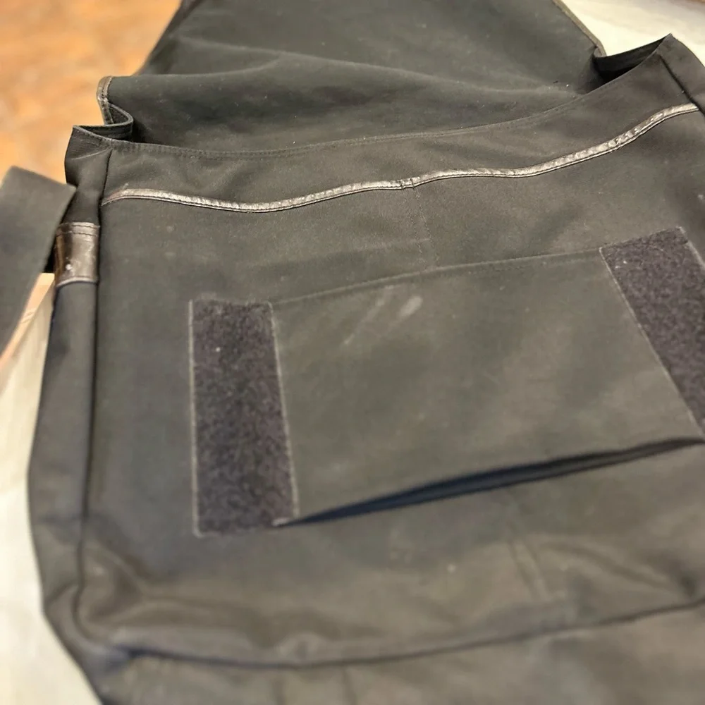 Banana Republic Black Greyson Messenger Bag with Leather Trim